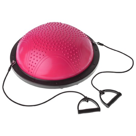Half -sphere BOSU gymnastic onlytop, massage, with a pump, 55x25 cm, pink color-10