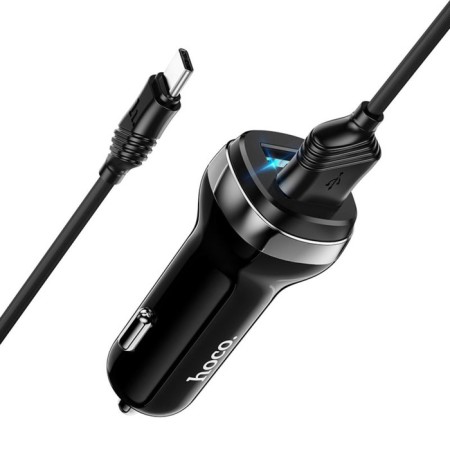Hoco Z40, 2 USB, 2.4 A, Type -C - USB, 1 m cable, 1 m, black