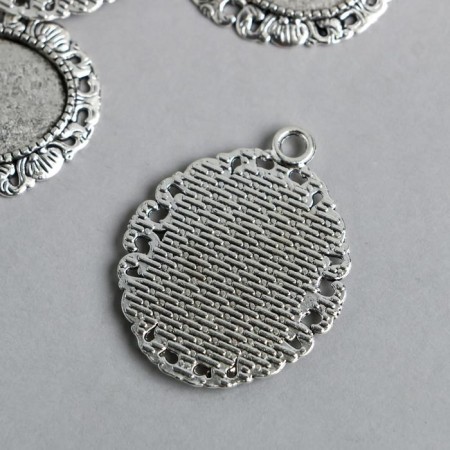 Setting (base for cabochon) Metal "Medalon - Frenchman" silver 7914 3.7x3 cm-1