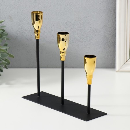 Summary Metal for 3 candles "Achilles" black with gold 20x6x18 cm-3