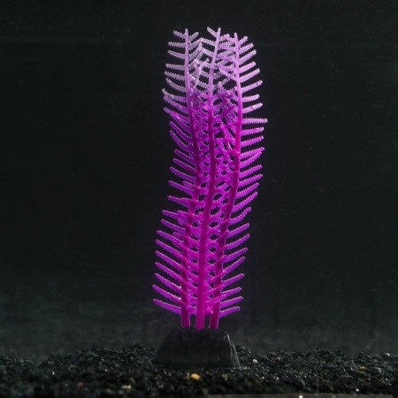 Silicone Aquarium plant, luminous in the dark, 4.5 x 15 cm, purple