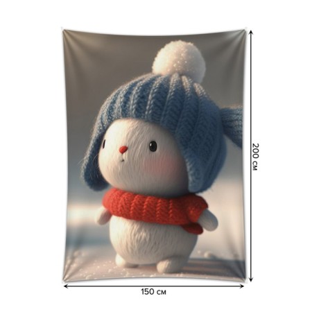 Decorative panel with photo printing "Cute Bunny", vertical, size 150x200 cm-1