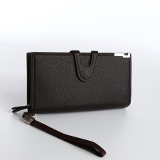 Male purse for magnet, clip for bills, separation for SIM cards, brown color