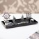 Set of desktop stationery 6B1 with a business card holder and hours, a black tree