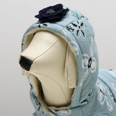 Jacket for dogs with flowers, s (DS 20 cm, ok 23 cm, og 32 cm), blue-5
