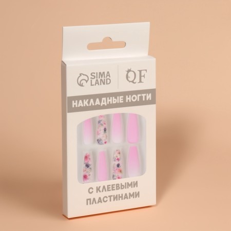 Flowering Nails "Flowers", 12 pcs, with adhesive plates, ballerina shape, multi -colored-4