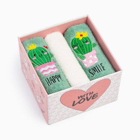 Набор полотенец Happy smile 30х30 см-3шт, 100% хлопок 340 гр/м2-6