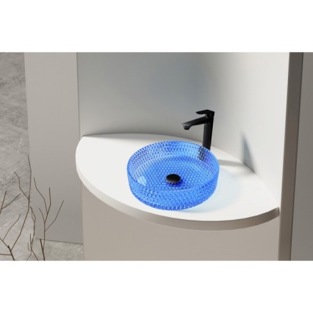 ABBER GLAS AK2301DB sink, invoice, 395x395x105 mm, glass, blue-1