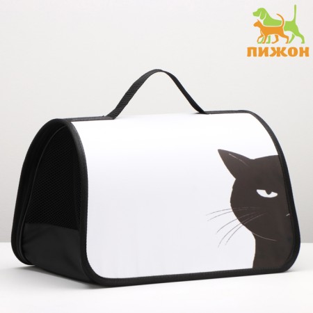 Bag - Frame -40 x 25 x 25 cm, white with a cat