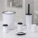 Set for the bathroom "light", 6 items: soap dish, dispenser, 2 glasses, brush, bucket, white color