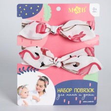 A set of dressings on the head for mom and daughter Flamingo, 2 pcs.
