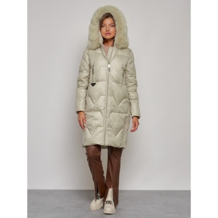 Coat insulated winter female, size 56, the color is light green-4