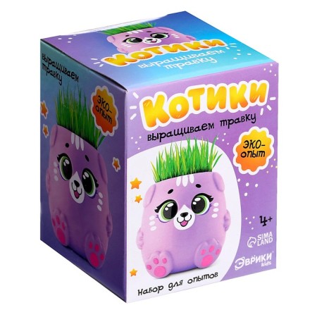 Set for experiments "Kotiki. We grow grass ", purple pot-7