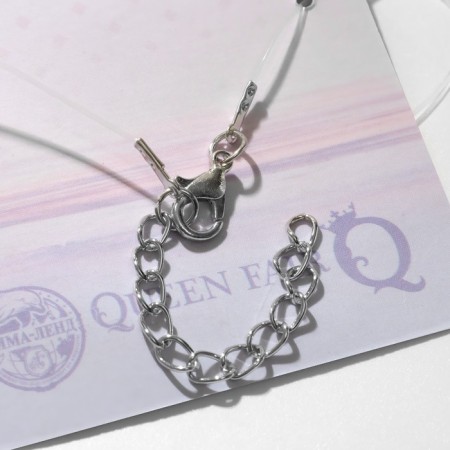 Pendant "on the fishing line" Crystal, white color in silver, 30 cm-3