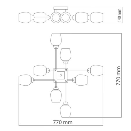 Olympia chandelier, size 77x14x77 cm, 320W 8xe14 IP 20-3