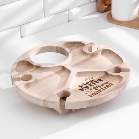 Table - tray with a menage and folding legs "My kitchen -Moi Rules" d = 30x2.8 cm, birch-2