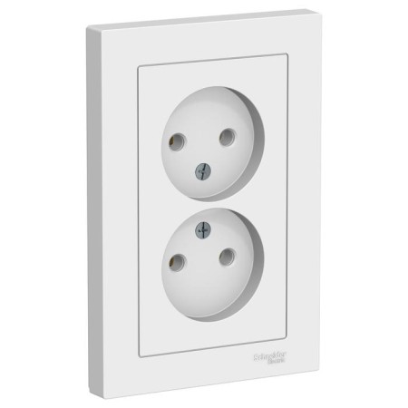 Double SE AtlasDesign, 16 A, 250 V, built -in, without salary, IP20, white, Atn000120-1