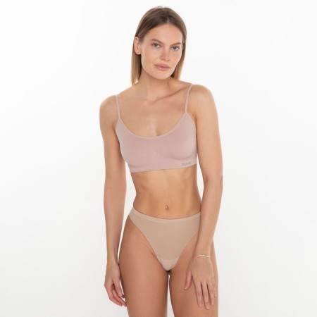 Panties female thongs are seamless, beige color, size 48-52 (l-ha)