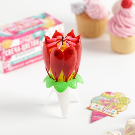 Candle for cake musical "Tulip", red-1