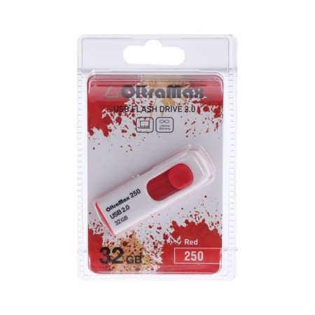 OLTRAMAX 250, 32 GB, USB2.0 flash drive, th he is up to 15 MB/s, PLO up to 8 MB/s, red