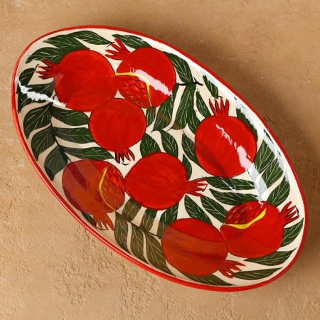 Hollow -handwriter Rishtan ceramics "Grenates", 34 cm-1