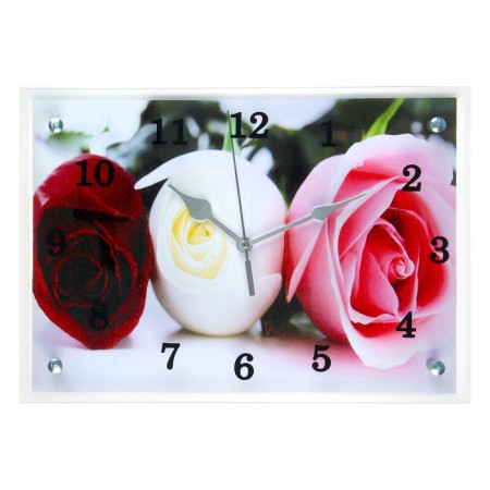 Carty clock is wall-mounted, interior "three roses", silent, 25 x 35 cm