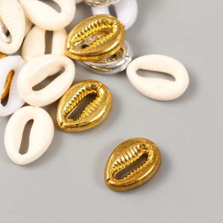 Beads for creativity plastic "Shell. Gold, silver, white, beige" NR 20g 1.3x1.8x0.5 cm 99280-2