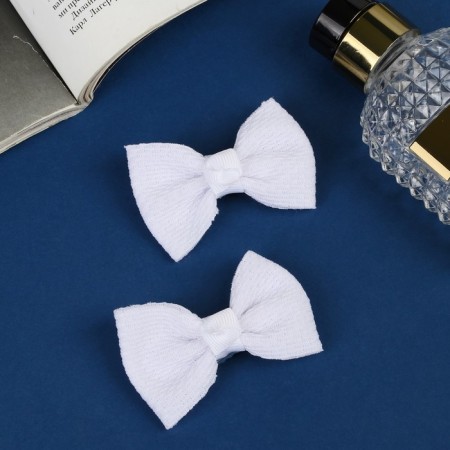 Hair clamp "Schoolgirl" (set 2 pcs) Texture, 6 cm, white