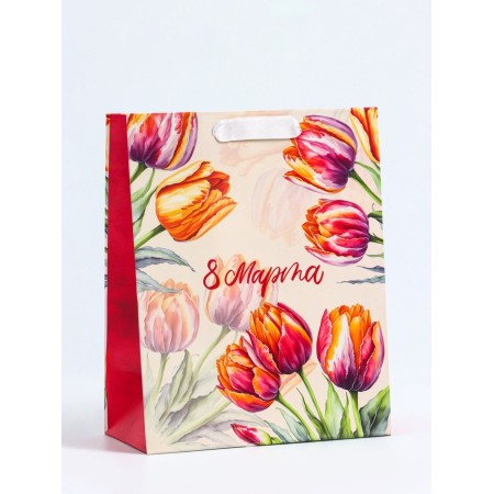 Gift Vertical Gift "Bright Tulips", MS 18 x 23 x10 cm