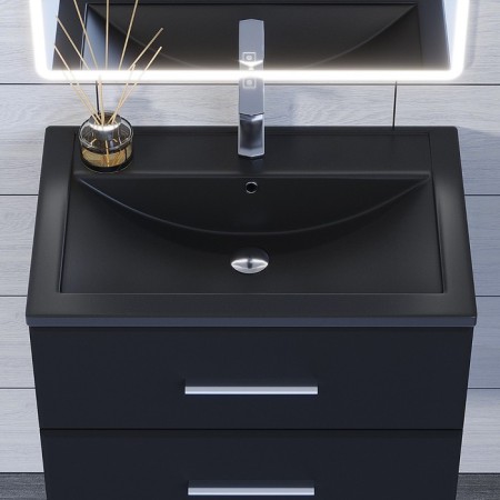 Sink uperwood Foster Quartz 70 cm, quartz, black matte, space-1