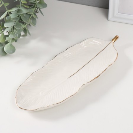 Souvenir ceramics stand "leaf" white 25.5x10x1.5 cm-2