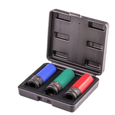 Set of heads Stels 13953, 17/19/21 mm, 1/2 ", shock, hexagonal, elongated, for wheeled discs-2