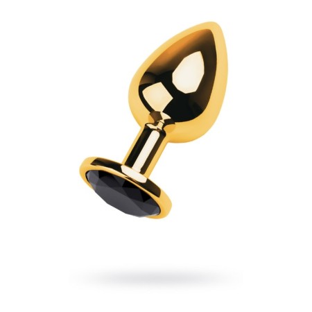 Anal plug Metal by Toyfa, golden, tourmaline, 8 cm, d = 3.4 cm