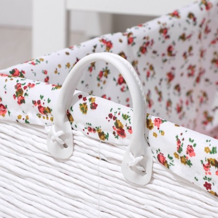 Basket for storage laid handmade Daulin "Flowerers", 42 × 28 × 19 cm, white color-1