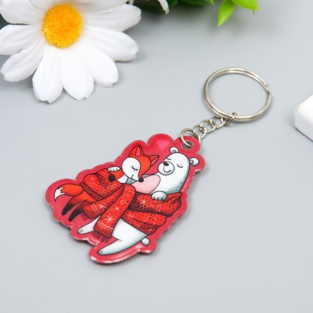 PVC keychain "Misha and Fox - warm hugs" Soft 6x4.2 cm-1