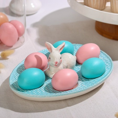 Top for eggs “Bunny”, 25 × 18 × 9 cm, blue color