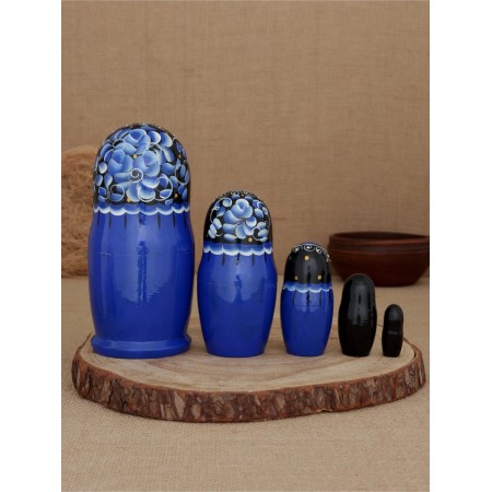 Matryoshka "Black Gzhel" 5 Puppet Bolshoi-1