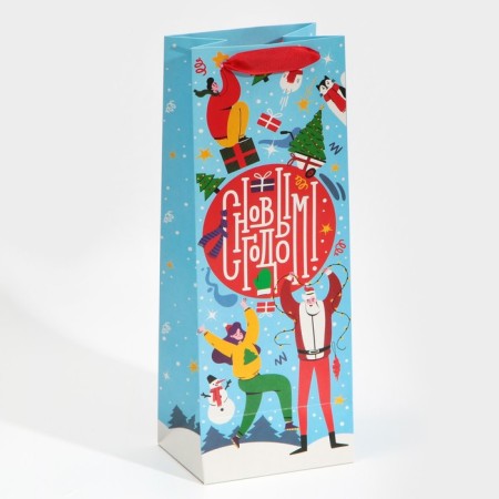 Package for the bottle "New Year's bustle", 13 x 36 x 10 cm, New Year-3