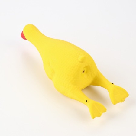 Brying toy for dogs from latex "Goose", 19 cm, yellow-2