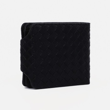 Male purse for magnet, department for bills, for maps, for coins, black color-1