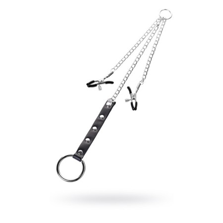 Clamps for nipples with a penis ring, Toyfa Metal, silver-black