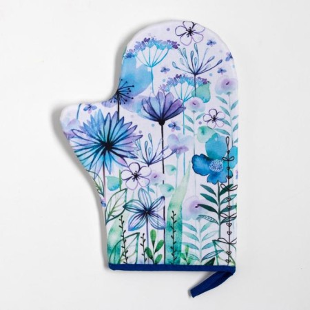 Kitchen "Blue Flowers" mittens-seizure 20x28cm, 19x19cm tack, 100% HL-1