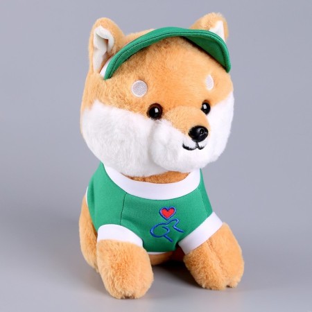 Soft toy "Dog" in a green cap, 23 cm-3