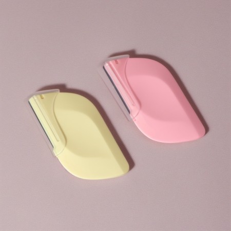 A razor for eyebrow correction, 6.5 × 3.5 cm, set - 2 pcs, pink/yellow color-1