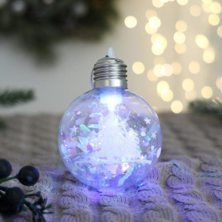 Ball plastic light D-8 cm "time of miracles" shine Christmas trees, transparent-1