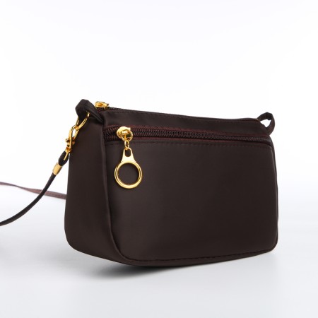 Bag Women's Cross-Bodi with a zipper, brown color-5