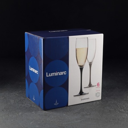 A set of glass glasses for champagne Domino, 170 ml, 6 pcs-2