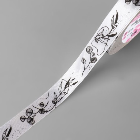 Satsis tape "Branches", 15 mm × 23 ± 1 m, white color No. 001-1