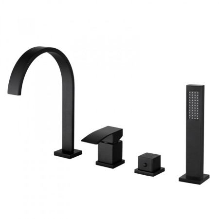 ABBER WASSERFALL AF8613B bathtub, on board the bath, shower set, black