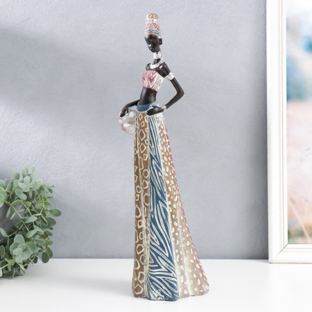 Souvenir Polystone "African with a jug in an outfit under the zebra" 45x13.8x10.5 cm-3